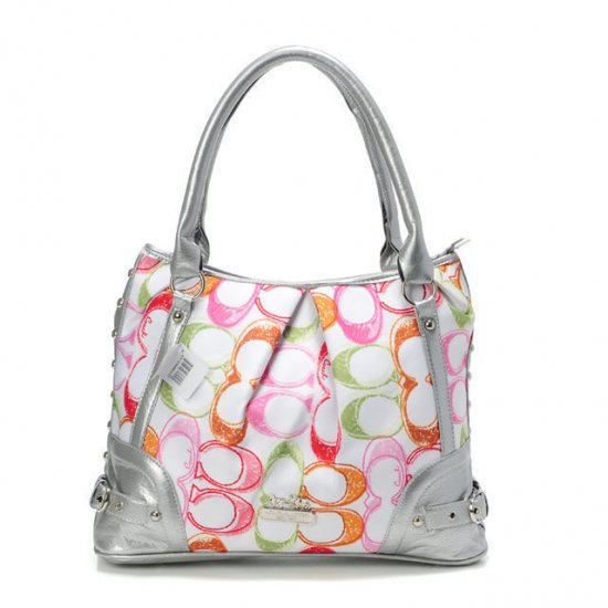 Coach Poppy In Signature Medium Silver Totes AEI - Click Image to Close